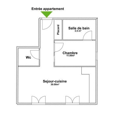 Appartement - 50 m² - 3 pièces