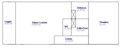 Appartement - 45 m² - 2 pièces