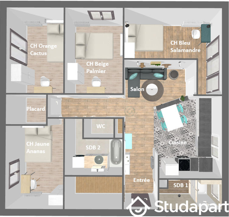 Chambre - 11 m² - 1 pièce