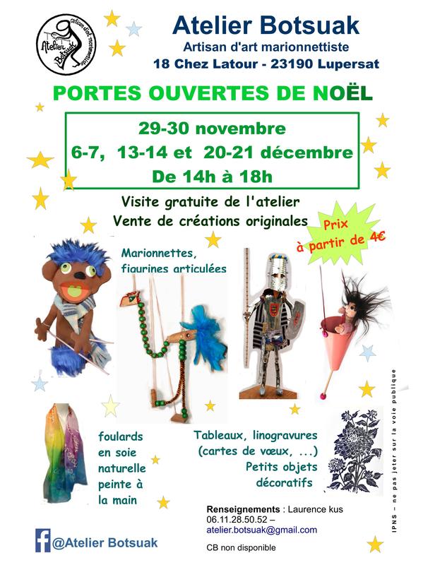 Portes ouvertes de Noël de l'atelier Botsuak