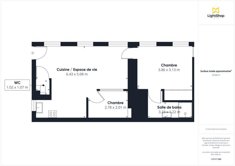 Appartement - 51 m² - 3 pièces