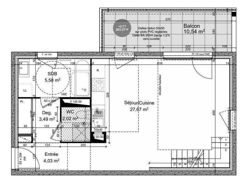 Appartement - 72 m² - 3 pièces