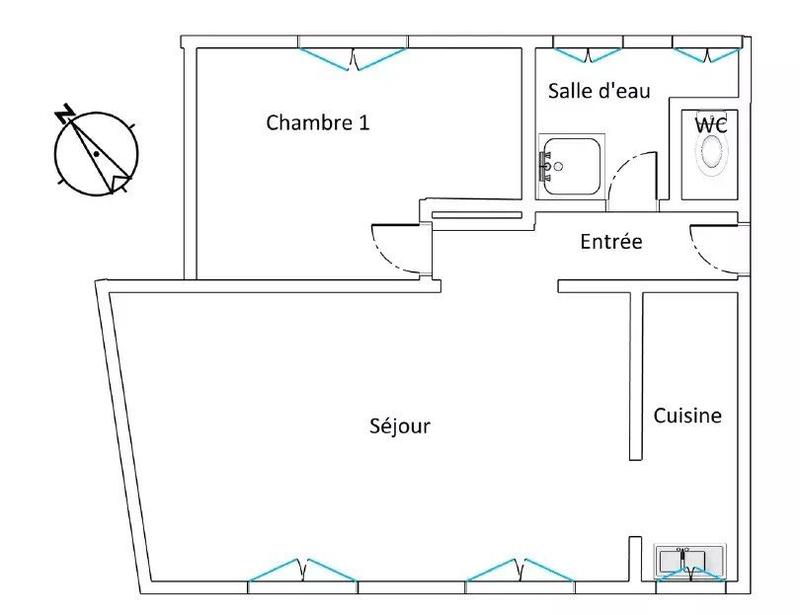 Appartement - 44 m² - 2 pièces