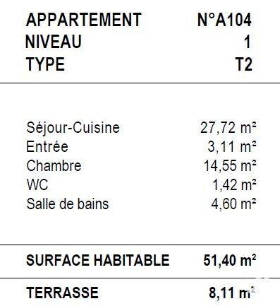 Appartement - 51 m² - 2 pièces