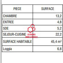 Appartement - 45 m² - 2 pièces