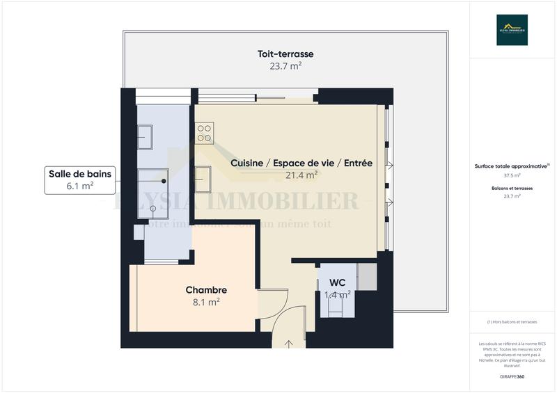 Appartement - 38 m² - 2 pièces