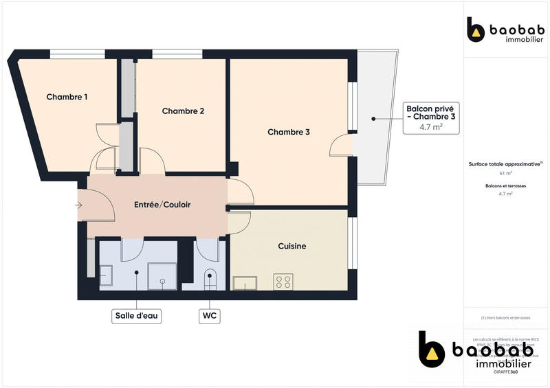 Appartement - 62 m² - 4 pièces
