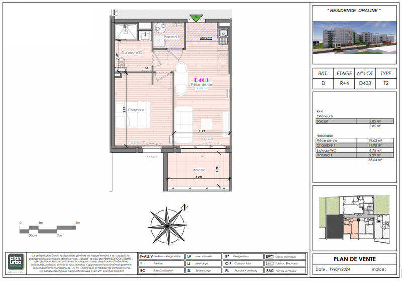 Appartement - 39 m² - 2 pièces