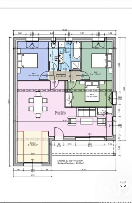 Maison - 93 m² - 4 pièces