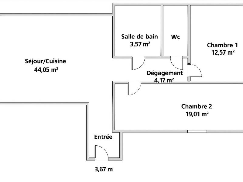 Appartement - 90 m² - 3 pièces