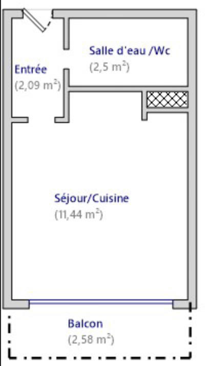 Studio - 16 m² - 1 pièce