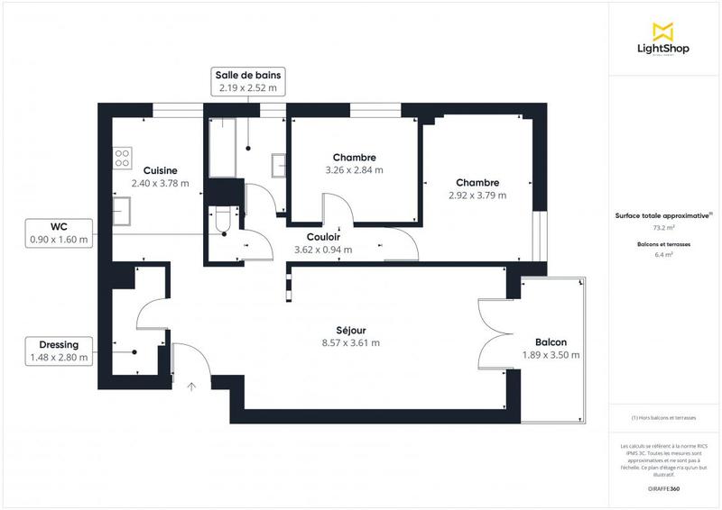 Appartement - 73 m² - 3 pièces