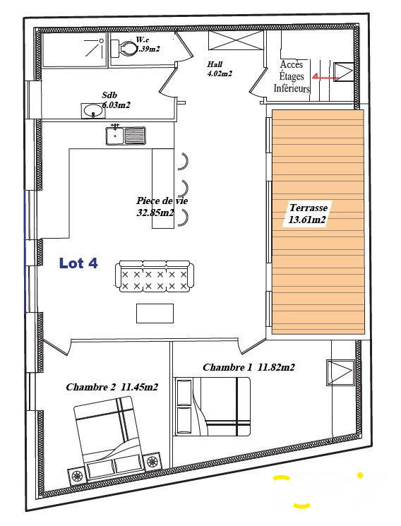 Appartement - 62 m² - 3 pièces