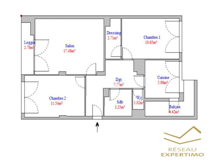 Appartement - 60 m² - 3 pièces