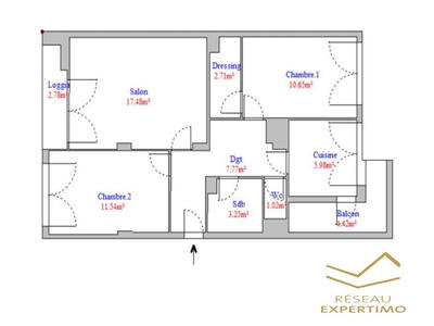 Appartement - 60 m² - 3 pièces