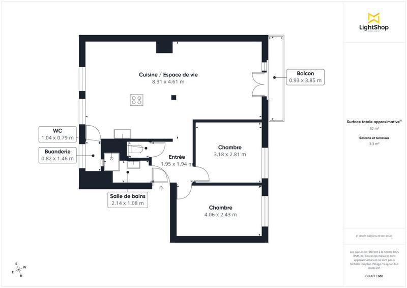 Appartement - 61 m² - 3 pièces
