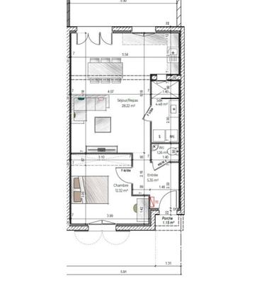 Maison - 52 m² - 2 pièces