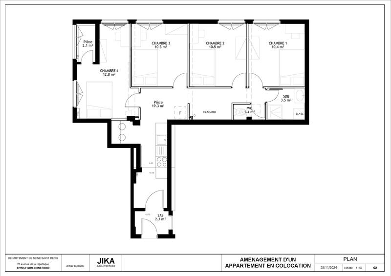 Appartement - 64 m² - 5 pièces