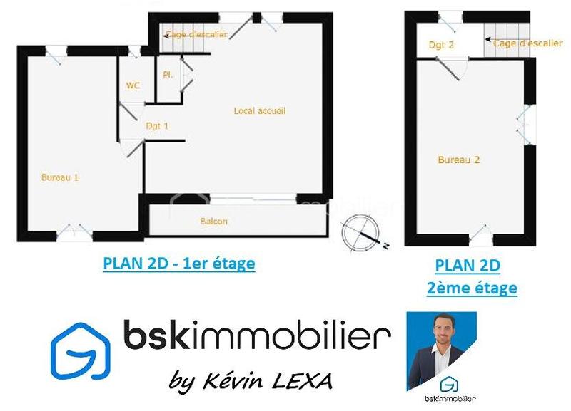 Bureau - 50 m² - 3 pièces