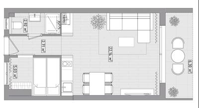 Studio - 32 m² - 2 pièces