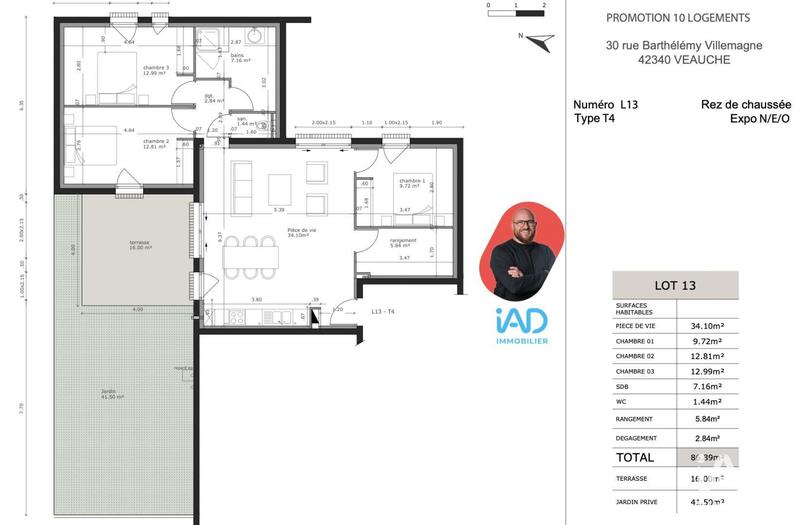 Appartement - 87 m² - 4 pièces