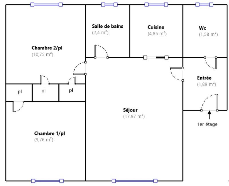 Appartement - 50 m² - 3 pièces