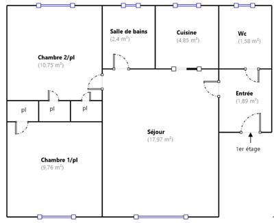 Appartement - 50 m² - 3 pièces