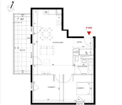Appartement - 56 m² - 3 pièces