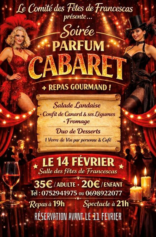 Soirée Parfum Cabaret et repas gourmand