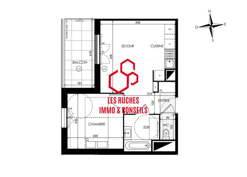 Appartement - 40 m² - 2 pièces