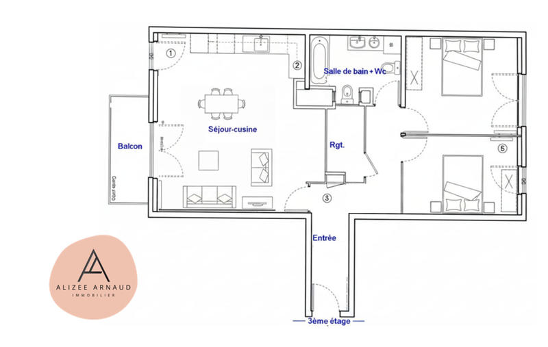 Appartement - 75 m² - 3 pièces