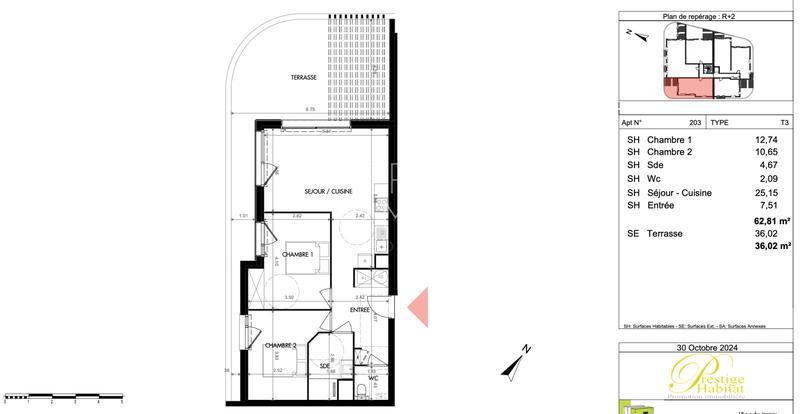 Appartement - 63 m² - 3 pièces