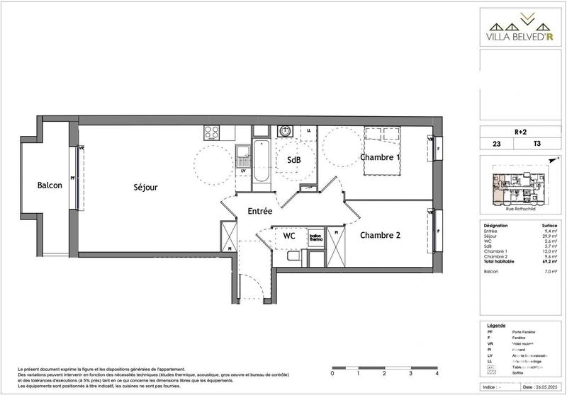 Appartement - 69 m² - 3 pièces
