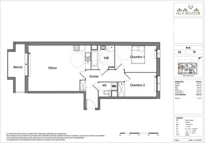 Appartement - 69 m² - 3 pièces