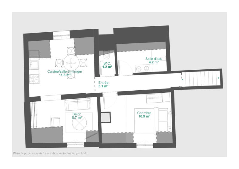 Appartement - 41 m² - 2 pièces