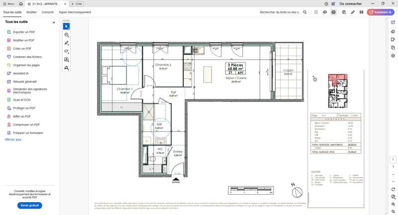 Appartement - 69 m² - 3 pièces