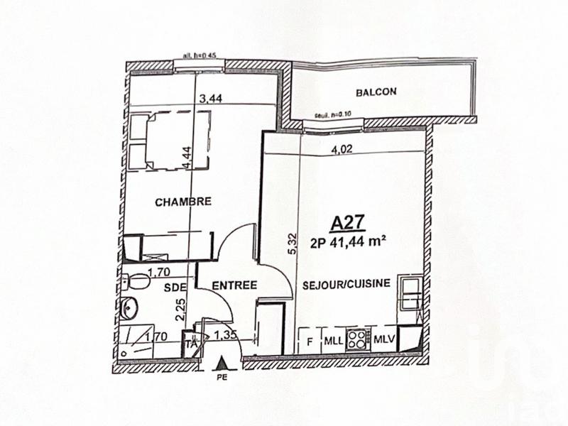 Appartement - 42 m² - 2 pièces