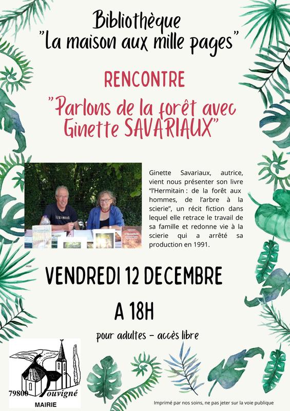 Rencontre d'auteur - Ginette Savariaux