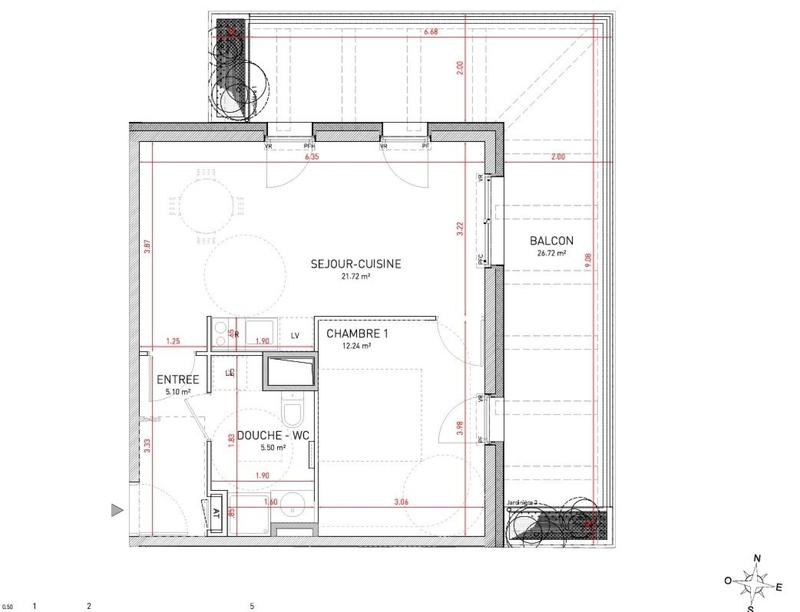 Appartement - 45 m² - 2 pièces