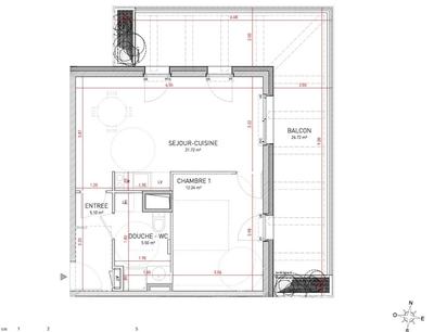 Appartement - 45 m² - 2 pièces
