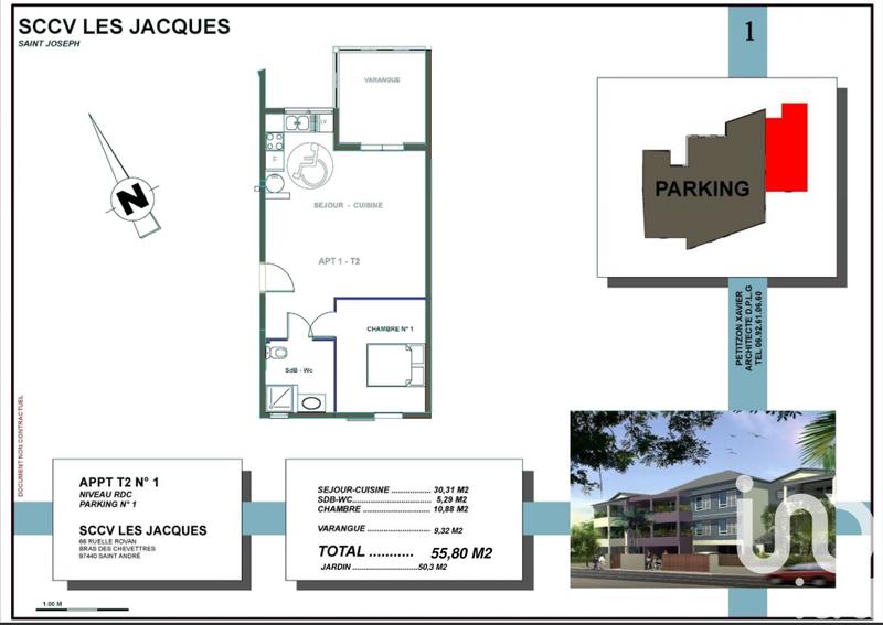 Appartement - 46 m² - 2 pièces