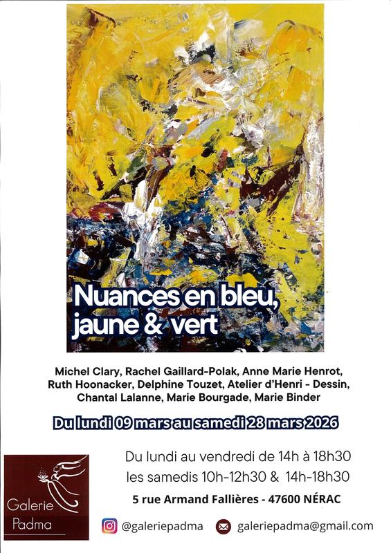 Galerie Padma - Exposition "Nuances en bleu, jaune &amp; vert"