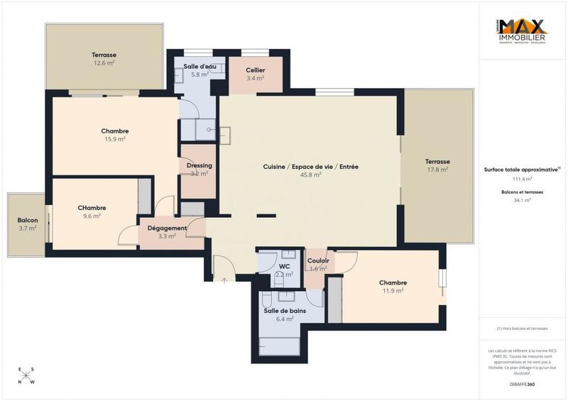 Appartement - 111 m² - 4 pièces