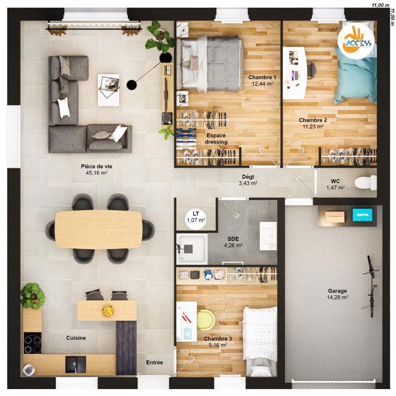 Maison - 88 m² - 5 pièces