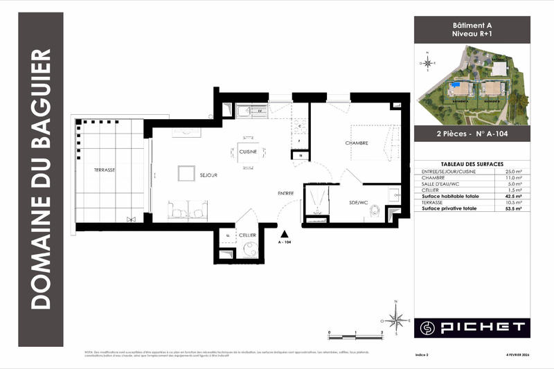 Appartement - 43 m² - 2 pièces