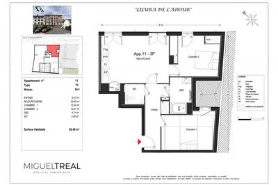 Appartement - 60 m² - 3 pièces