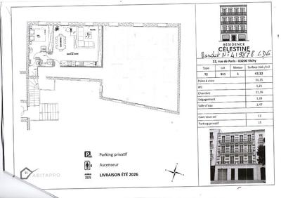 Appartement - 47 m² - 2 pièces