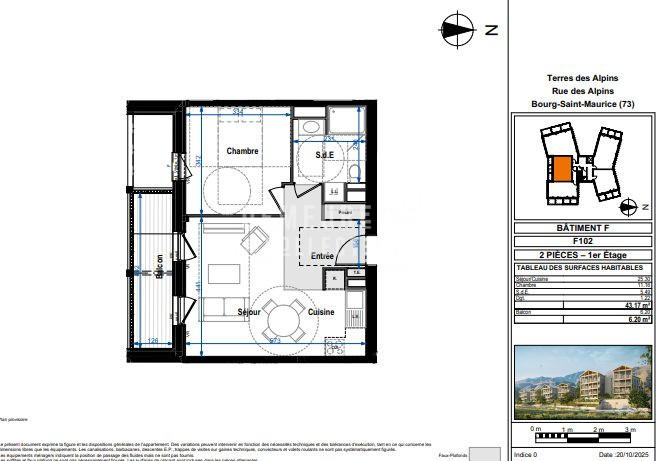 Appartement - 43 m² - 2 pièces