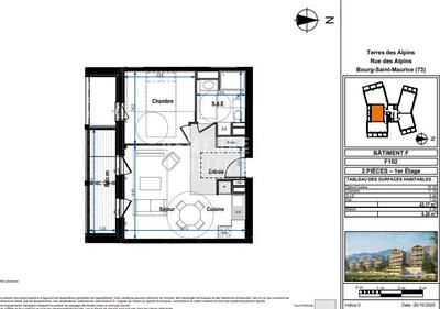 Appartement - 43 m² - 2 pièces