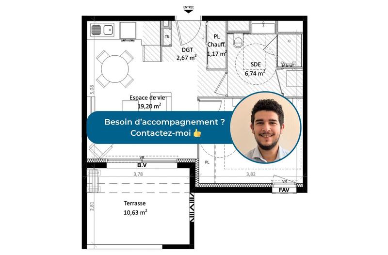 Appartement - 42 m² - 2 pièces